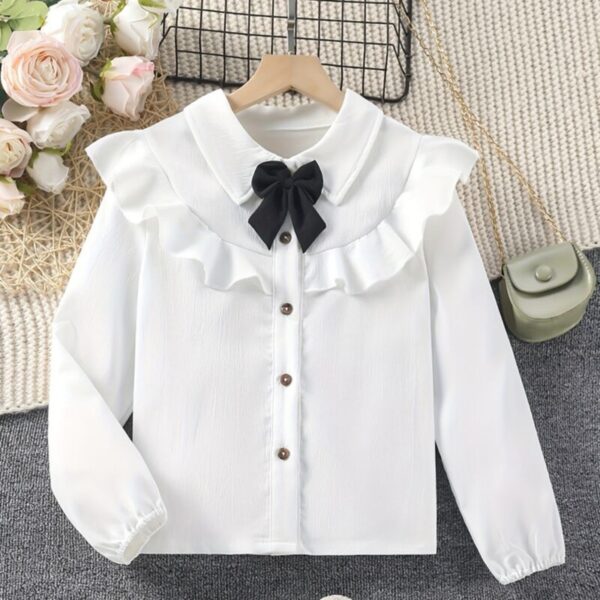 Wholesale 7-12Y Kids Girls White Bow Shirts Wholesale C