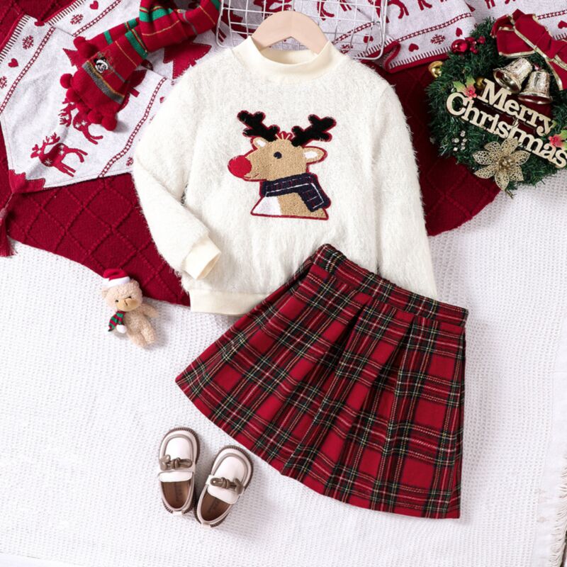 Wholesale 7-14Y Big Girls Christmas Elk Embroidered Pul