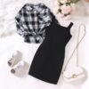 Wholesale 7-14Y Kids Girls Black And White Plaid Shirts