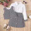 Wholesale 7-14Y Kids Girls Houndstooth Vest Tops And Sk