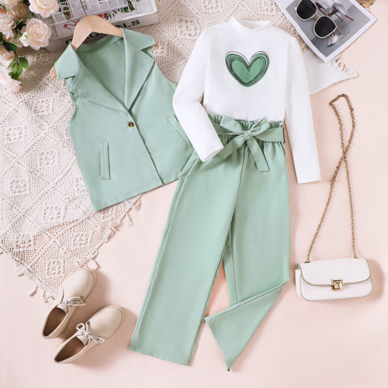 Wholesale 7-14Y Kids Girls Love Top Vest Trouser Sets W
