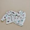 Wholesale 9M-4Y Loungewear Floral Fruit Print Button To