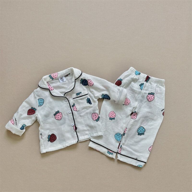 Wholesale 9M-4Y Loungewear Floral Fruit Print Button To