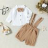 Wholesale 9M-4Y Toddler Boys Bow Tie Lapel Shirts Solid