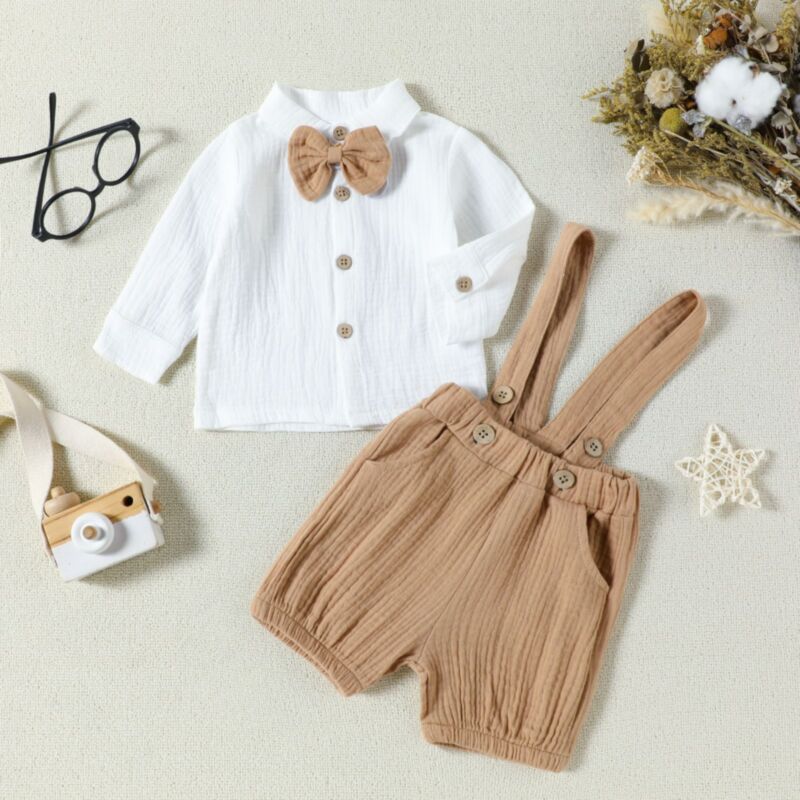Wholesale 9M-4Y Toddler Boys Bow Tie Lapel Shirts Solid