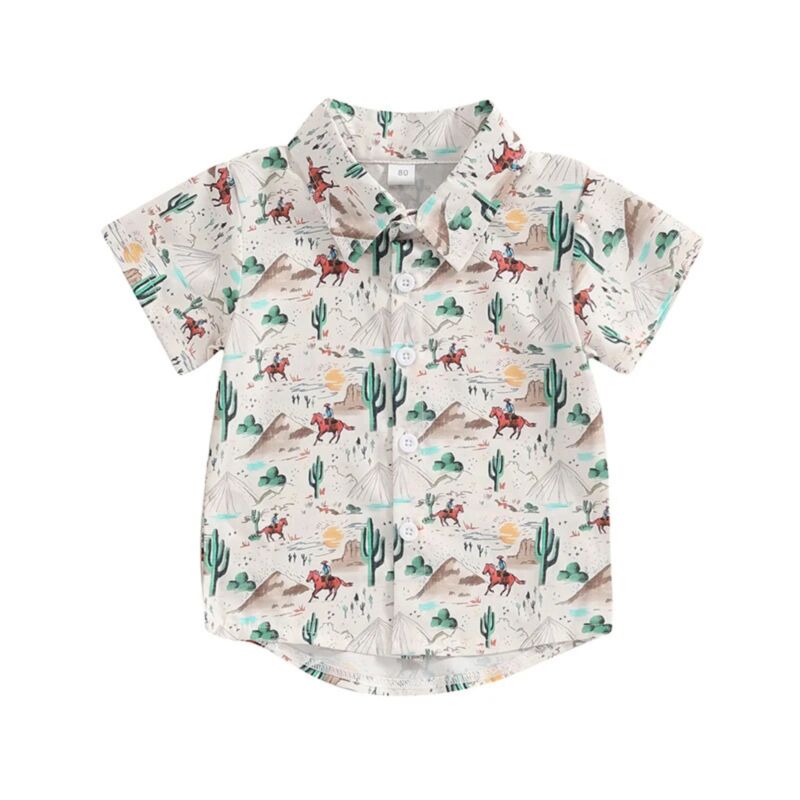 Wholesale 9M-4Y Toddler Boys Cactus Print Short Sleeve