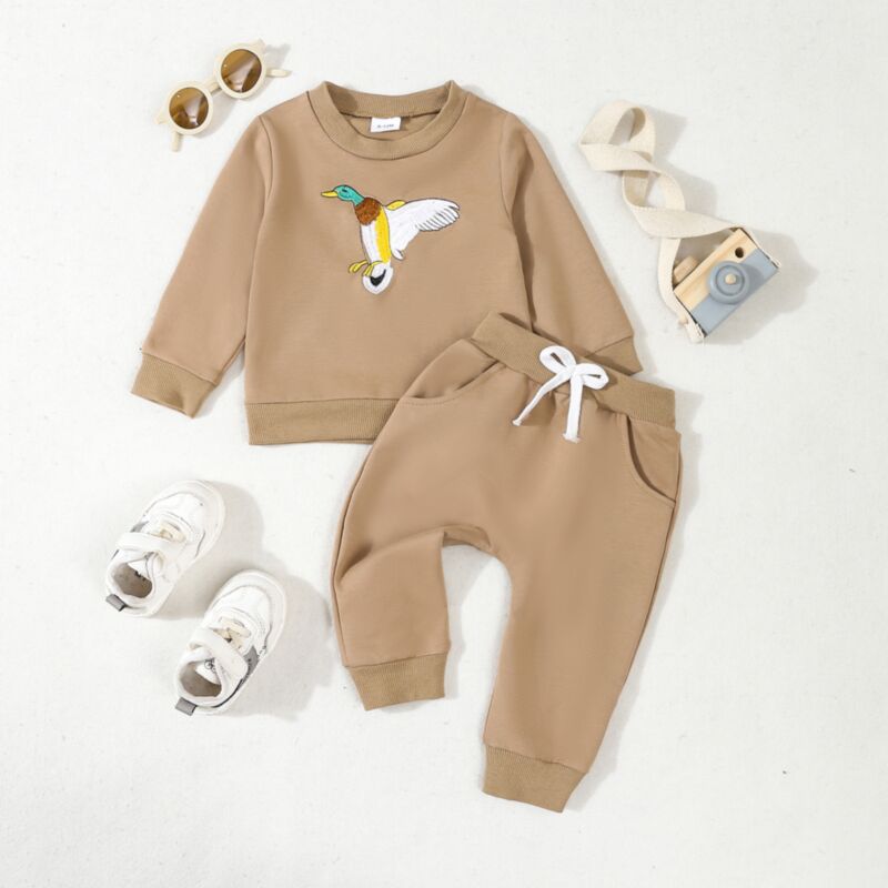 Wholesale 9M-4Y Toddler Boys Duck Embroidered Long Slee