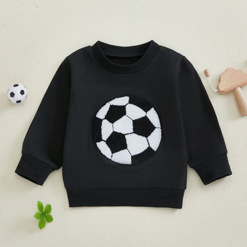 Wholesale 9M-4Y Toddler Football Embroidered Crew Neck