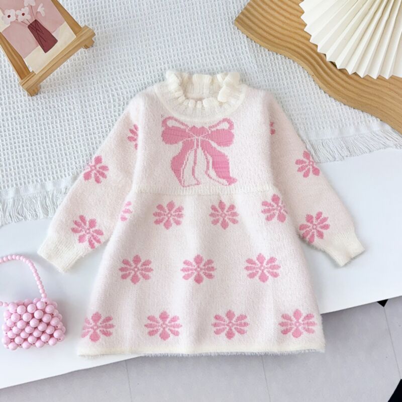 Wholesale 9M-4Y Toddler Girls Bow Printed Long Sleeve K