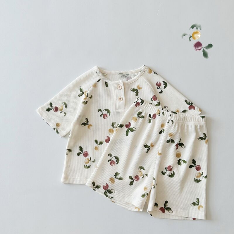 Wholesale 9M-5Y Baby Homewear Pajamas Sets Waffle Fruit