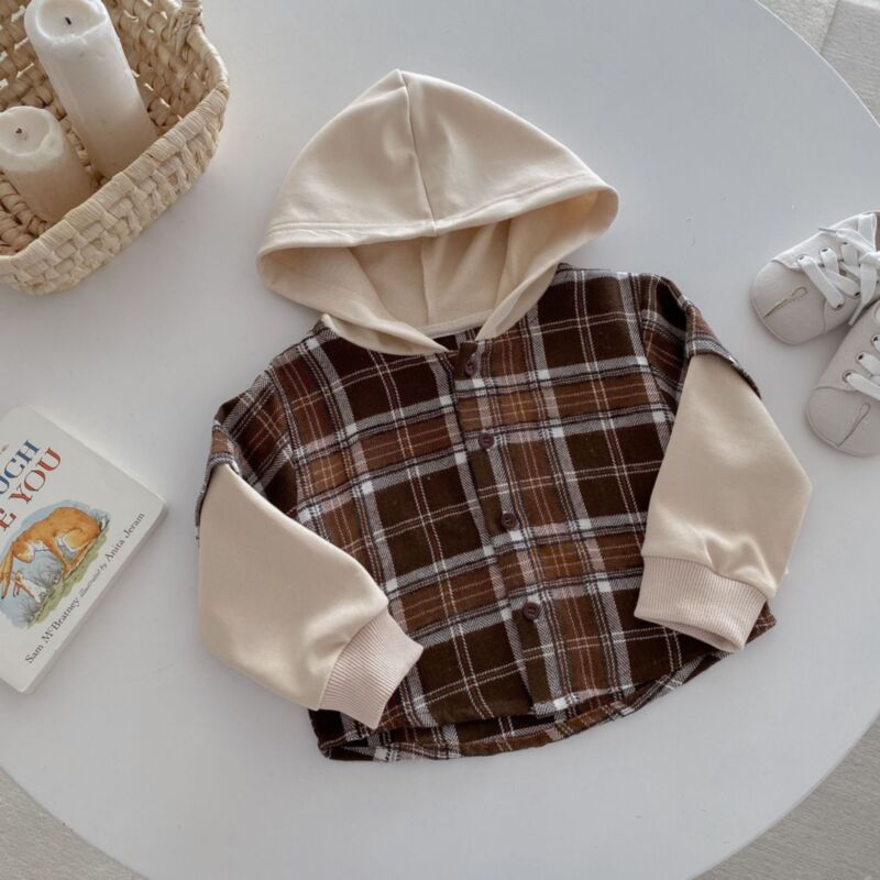 Wholesale 9M-5Y Toddler Boys Plaid Hoodies Sweatshirts