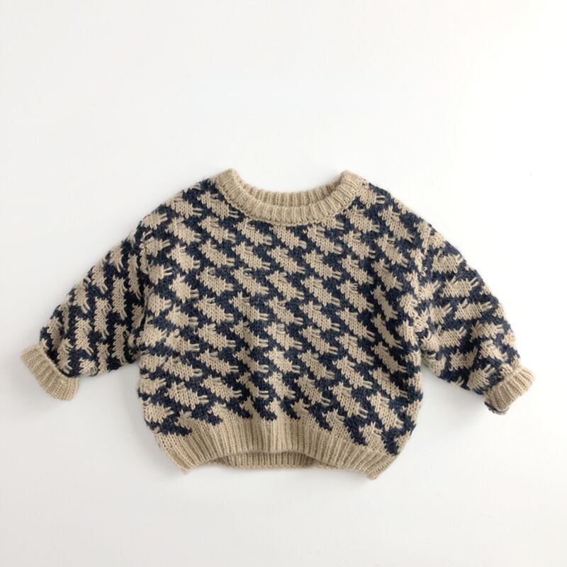Wholesale 9M-5Y Toddler Houndstooth Casual Knitted Pull