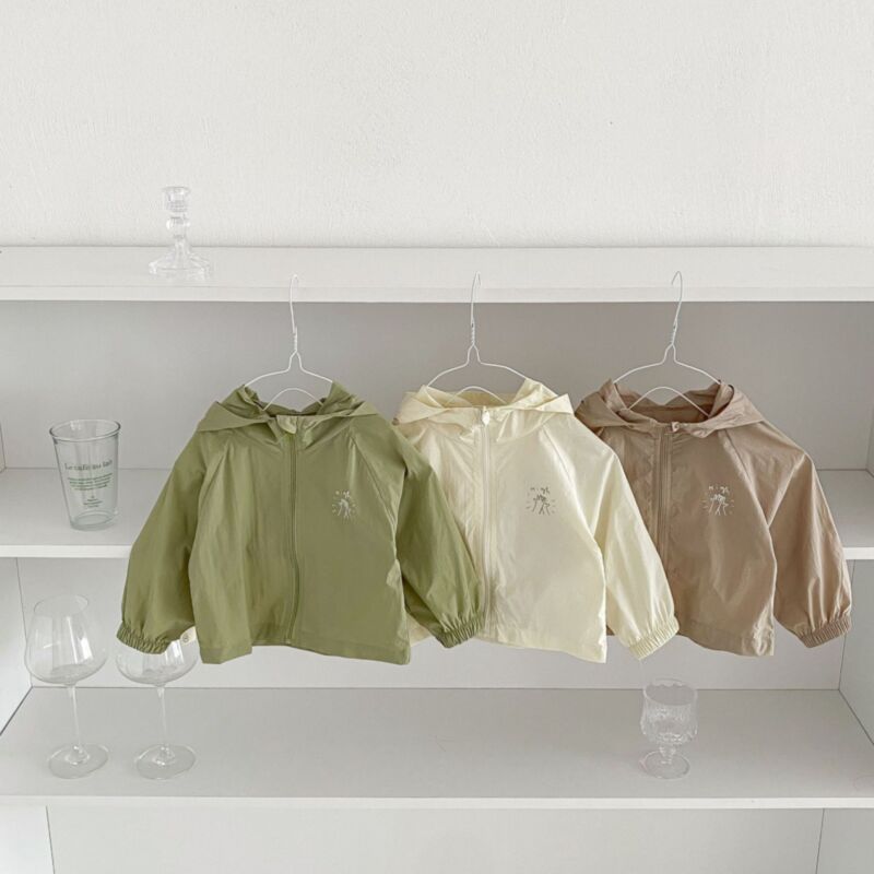 Wholesale 9M-5Y Unisex Solid Color Zipper Hooded Cardig