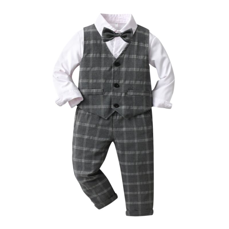 Wholesale 9M-6Y Toddler Boys Gray Plaid Vest Gentleman