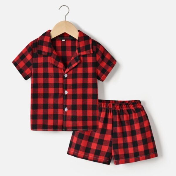 Wholesale 9M-6Y Toddler Boys Pajamas Sets Lapel Plaid S