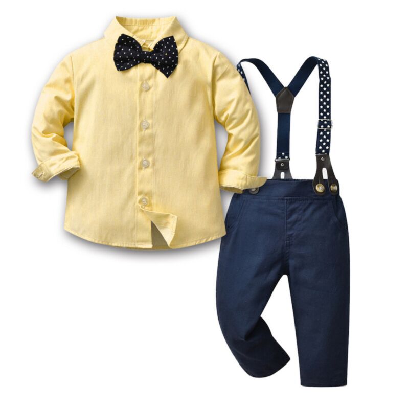 Wholesale 9M-6Y Toddler Boys Suit Sets Yellow Bowtie Sh