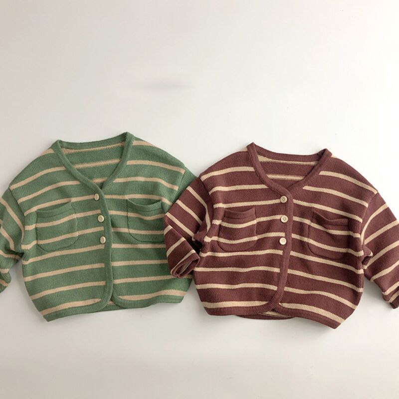 Wholesale 9M-6Y Toddler Striped V-Neck Knitted Cardigan