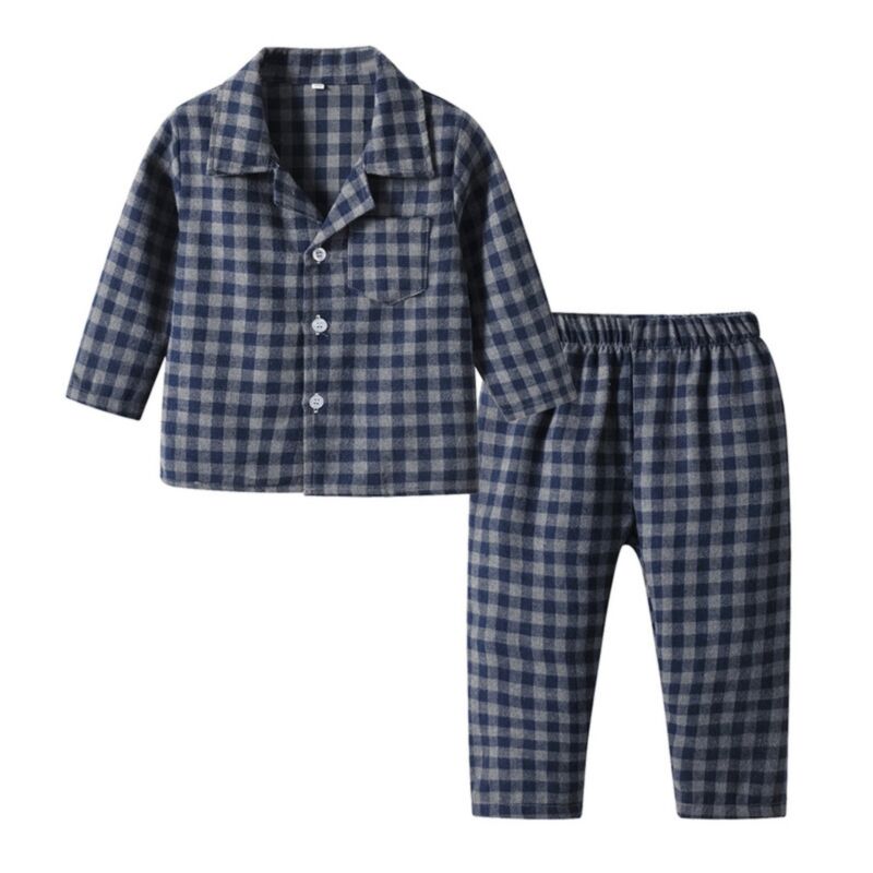 Wholesale 9M-7Y Toddler Boys Pajamas Two-Piece Set Plai