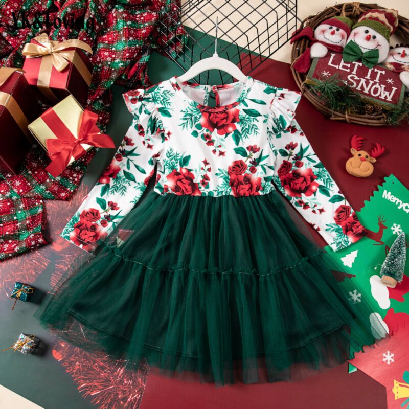 Wholesale 9M-7Y Toddler Girls Long Sleeve Printed Round