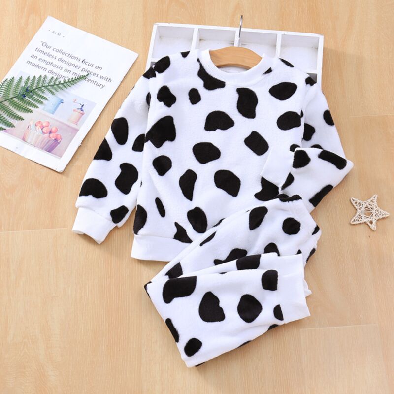Wholesale 9M-9Y Baby Flannel Pajamas Sets Cow Printed P