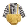 Wholesale Baby Boy Gentleman Contrast Collar Plaid Body
