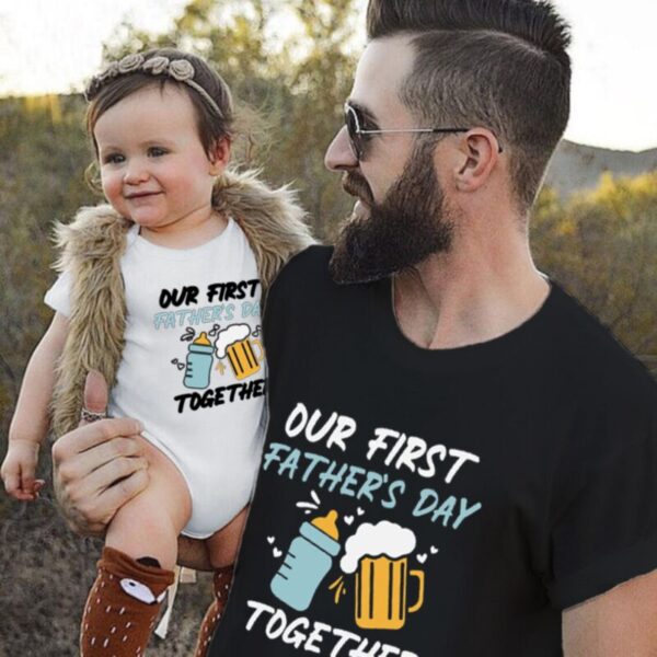 Wholesale Black And White Crewneck T-Shirt Father's Day