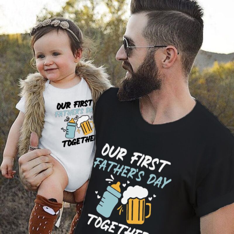Wholesale Black And White Crewneck T-Shirt Father's Day