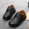Wholesale Black Leather Lace-Up Shoes For Kid Boys 2109