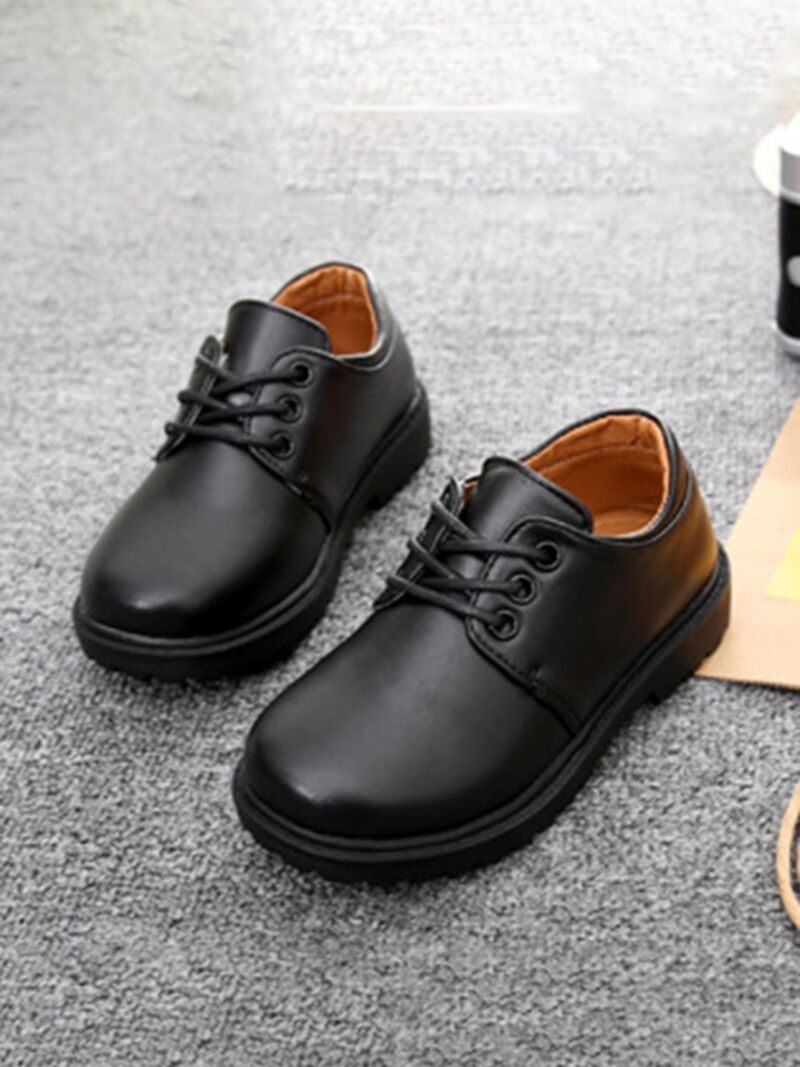 Wholesale Black Leather Lace-Up Shoes For Kid Boys 2109