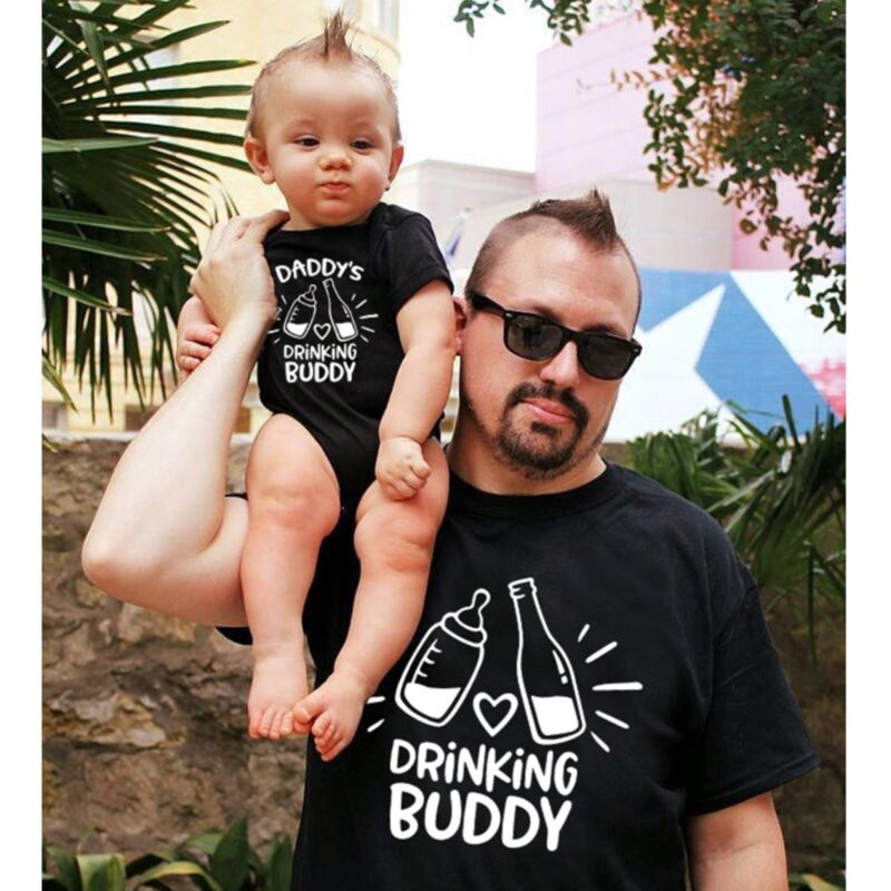 Wholesale Bottle Drinking Buddy Letter Print T-Shirt Fa