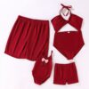 Wholesale Burgundy Shorts & One Piece Swimsuit Family M