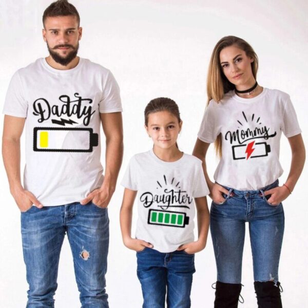Wholesale Dead Battery Daddy Mommy Fun Print T-Shirt Fa