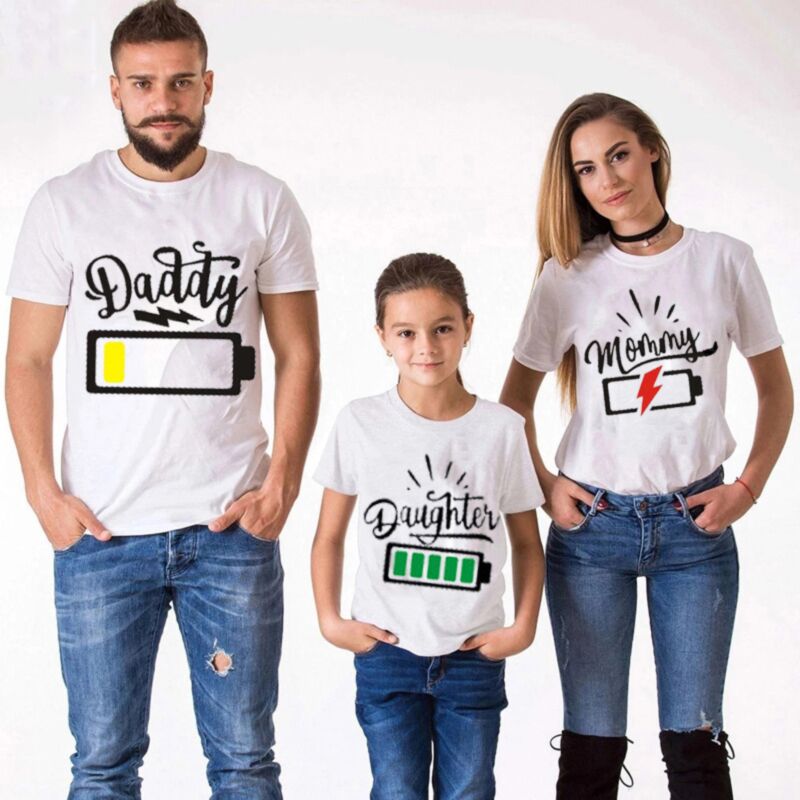 Wholesale Dead Battery Daddy Mommy Fun Print T-Shirt Fa