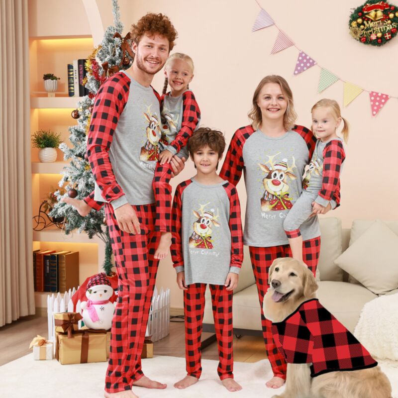 Wholesale Family Matching Christmas Outfits Plaid Splic