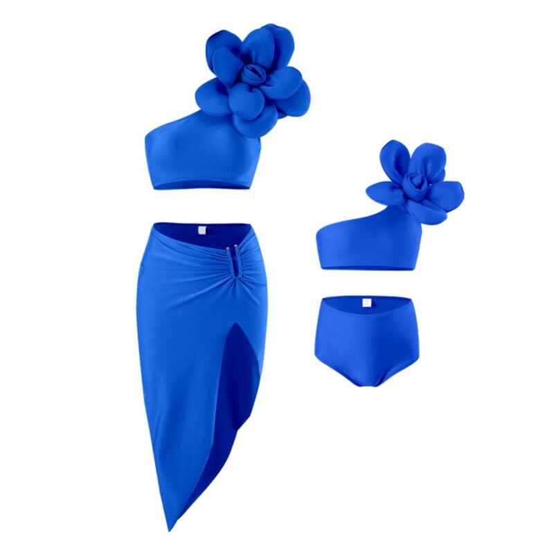 Wholesale Flower Three Piece Skirt Bikini Mommy And Me