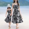 Wholesale Holiday Beach Floral Printed Sling Mommy And