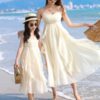Wholesale Holiday Beach Mesh Sling Dresses Mommy And Me