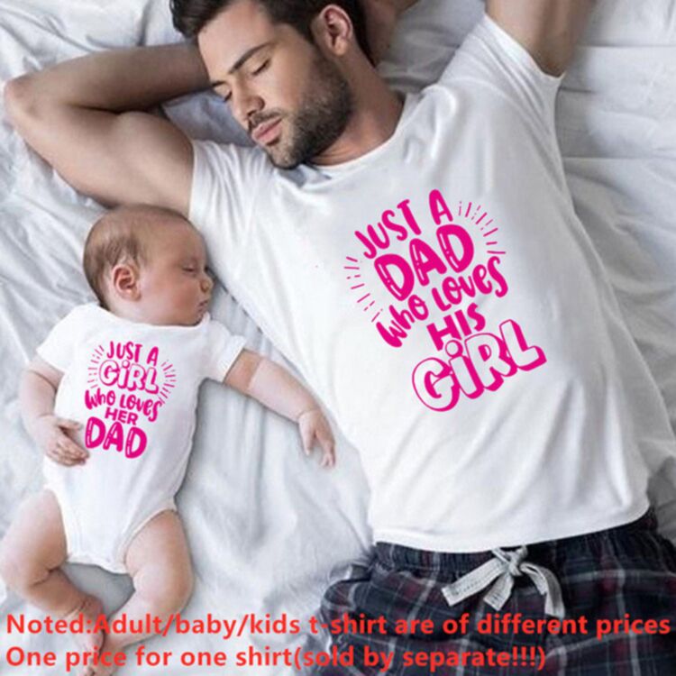 Wholesale Just Dad Who Loves His Girl Letter T-Shirt Fa