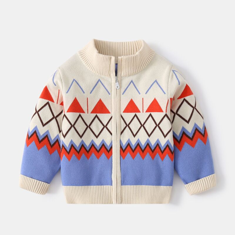 Wholesale Kid Boy Knitted Geometric Pattern Printing Ca