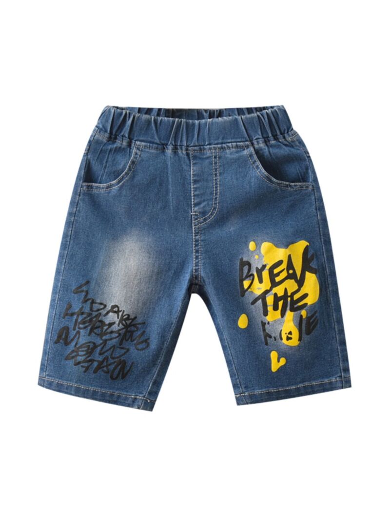 Wholesale Kid Boy Letter Elastic Waist Denim Shorts 210