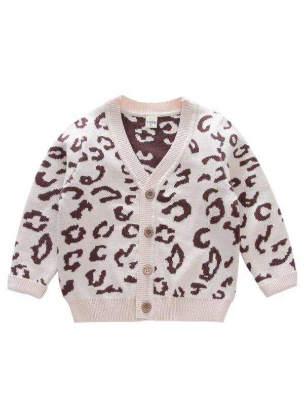 Wholesale Kid Unisex Leopard Print Knit Cardigan 200724
