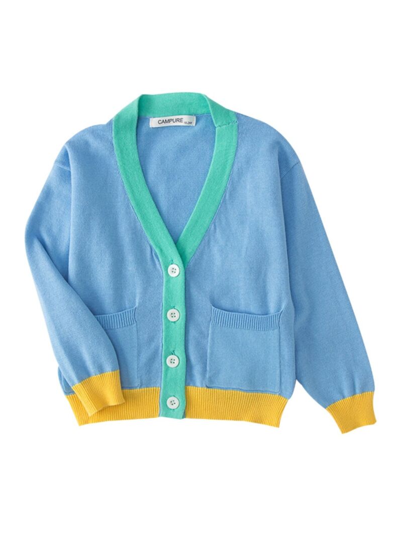 Wholesale Little Boys Color Blocking Cotton Cardigan 20