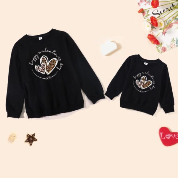 Wholesale Mammy And Me Long Sleeve Heart Leopard Print