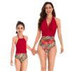 Wholesale Mommy And Me Wholesale Halterneck V-Neck Prin