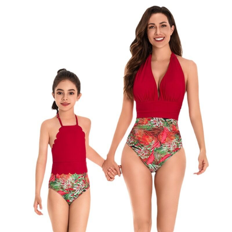 Wholesale Mommy And Me Wholesale Halterneck V-Neck Prin