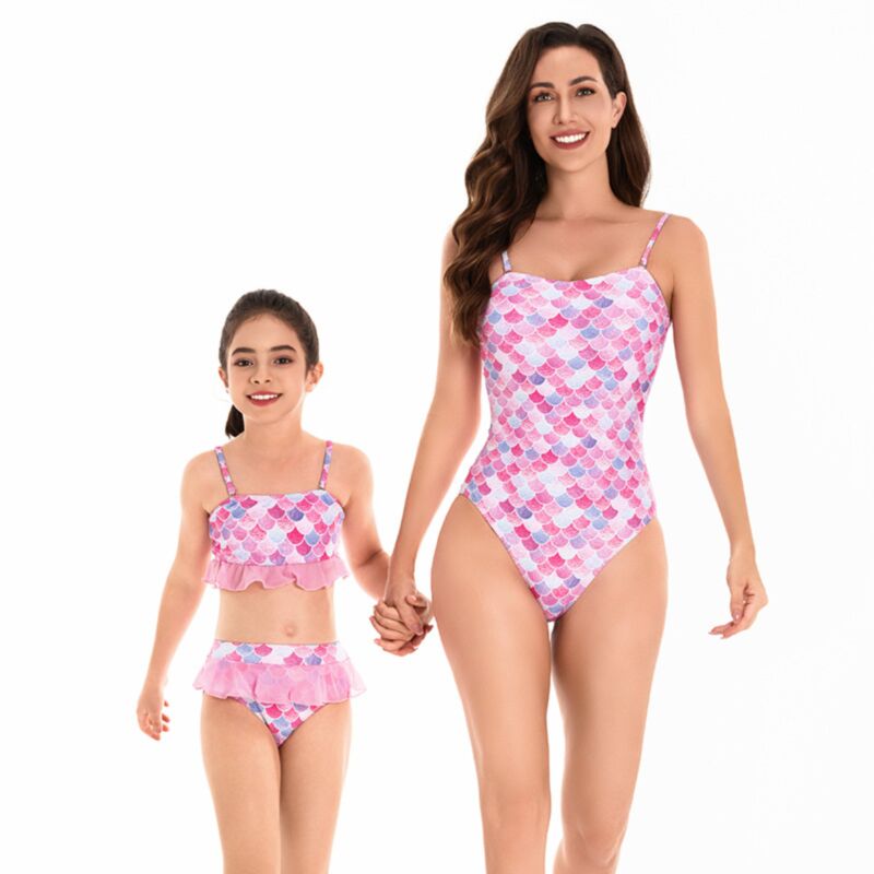 Wholesale Mommy And Me Wholesale Mermaid Scale Print Se