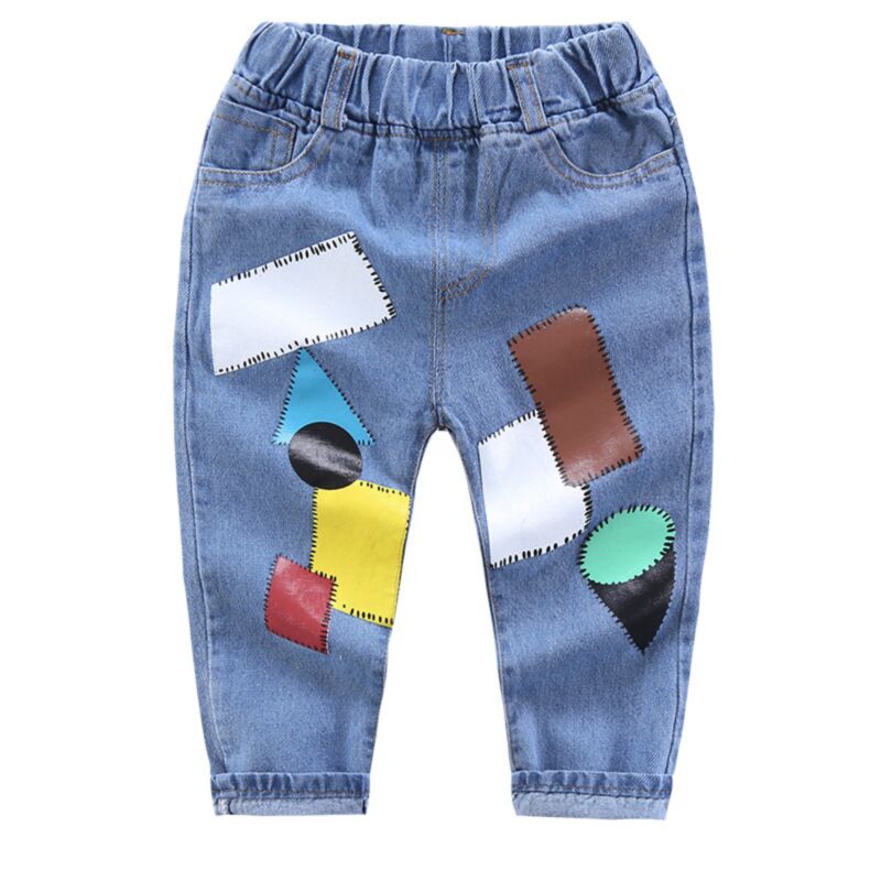 Wholesale Toddler Boys Cartoon Letter Ripped Jeans Ripp