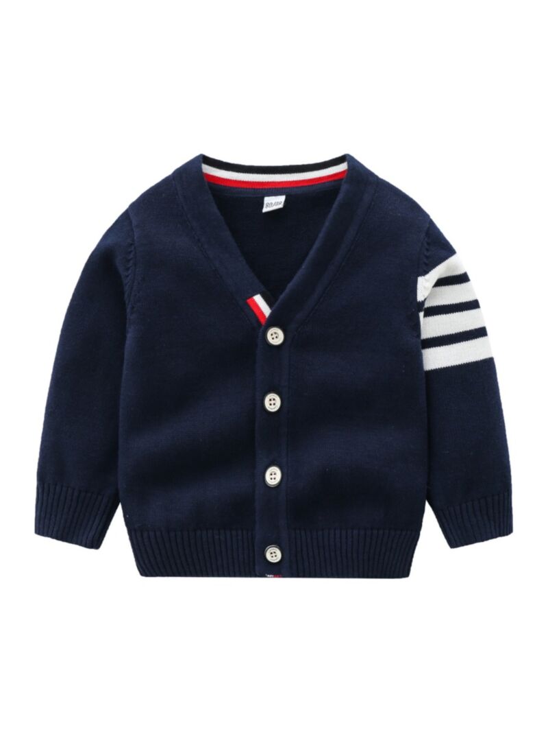Wholesale Toddler Stripe Knit School Cardigan 200821399