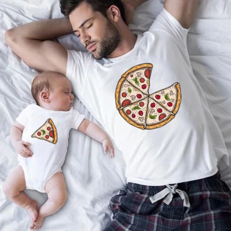 Wholesale Wholesale Daddy & Me Pizza Print Crew Neck T-
