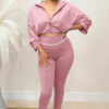 Women Casual Sports Long Sleeve Top and Pants Two-Piece Set